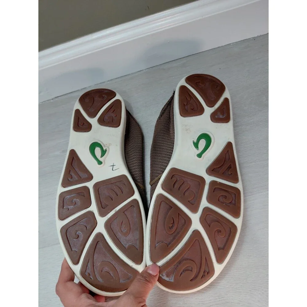 OluKai Nohea Mesh Mustang Brown Lime Peel Shoes Loafer Men's Sz 10M